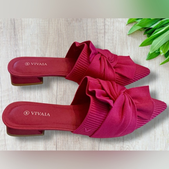 Vivaia Pointed-Toe Bow Knot Yaffa Mule Sandals in Hot Pink Fabric Size EU 39 (8) - Picture 8 of 11